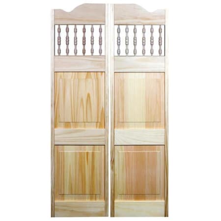 American Wood 24 x 42 in. Carson City Spindle Top Cafe Door, Unfinished Pine 482442